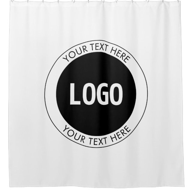 Simple Customisable Text & Your Logo or Image Shower Curtain (Front)