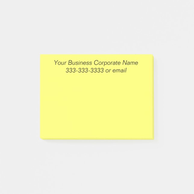 Simple Customised Business Company Name on Yellow Post-it Notes (Front)