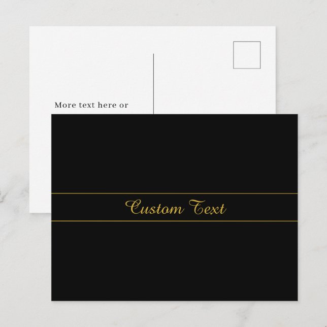 Simple Customizable Gold & Black Text Design  Postcard (Front/Back)