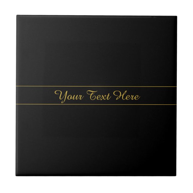 Simple Customizable Gold & Black Text Design  Tile (Front)
