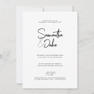 Simple customizable modern script wedding invite