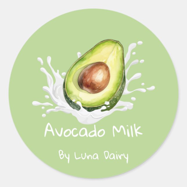 Simple Cute Avocado Milk Label (Front)