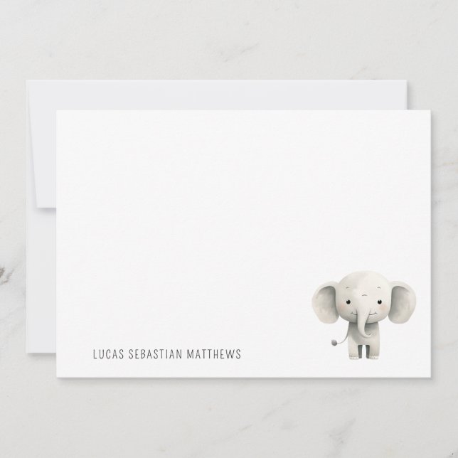  Simple Cute Baby Elephant Kids Personalised Card (Front)