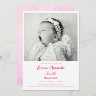 Simple cute baby girl Birth announcement