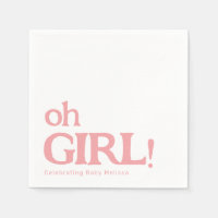 Simple Cute Baby Shower Pink Oh Girl