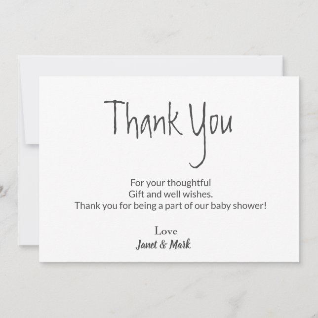 Simple Cute Baby Shower Thank You Card (Front)
