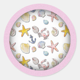 Simple Cute Beach Design  Classic Round Sticker