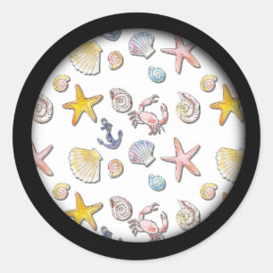 Simple Cute Beach Design Classic Round Sticker
