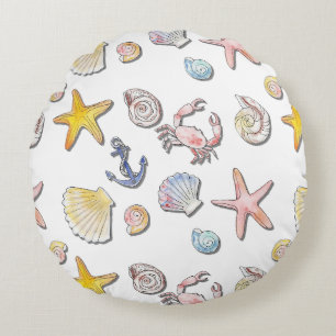 Simple Cute Beach Design Round Cushion