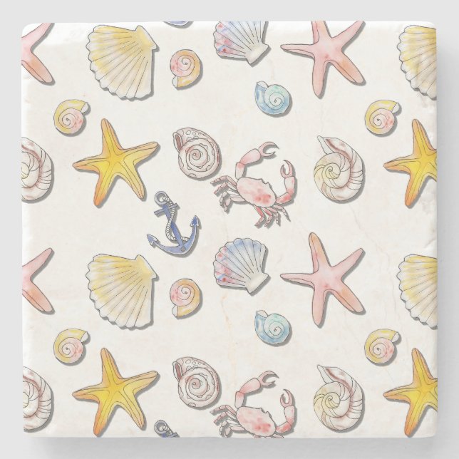 Simple Cute Beach Design  Stone Coaster (Front)