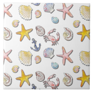 Simple Cute Beach Design Tile