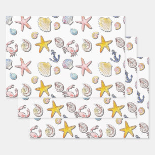 Simple Cute Beach Design Wrapping Paper Sheet