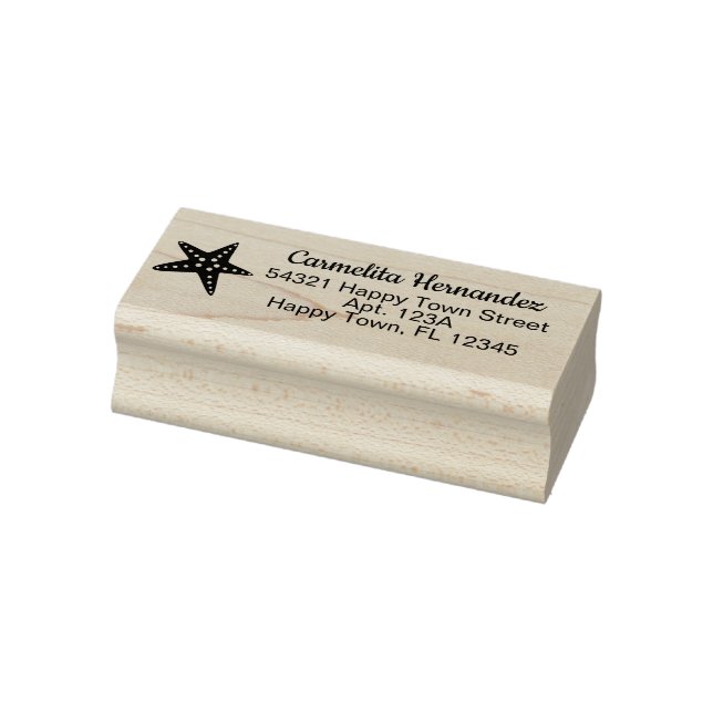 Simple Cute Beach Starfish Return Address Rubber Stamp (Stamp)