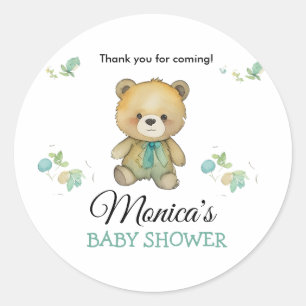 Simple Cute Bear Baby Shower Classic Round Sticker