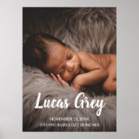 Simple Cute Birth Stats Photo Baby Nursery
