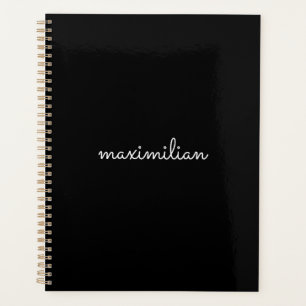 Simple cute black custom script name text year planner