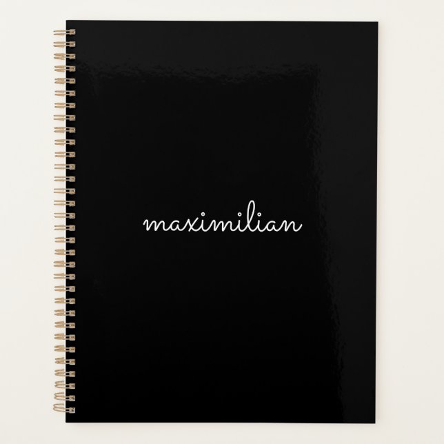 Simple cute black custom script name text year planner (Front)