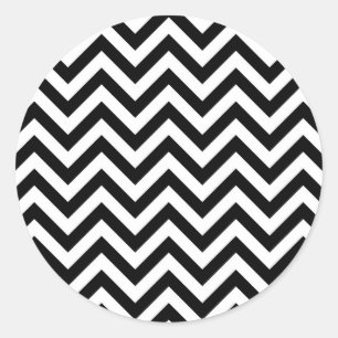 Simple Cute Black White Chevron Pattern Classic Round Sticker