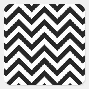 Simple Cute Black White Chevron Pattern Square Sticker