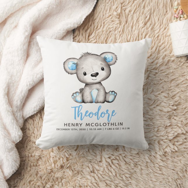 Simple Cute Blue Bear Baby Boy Cushion (Blanket)