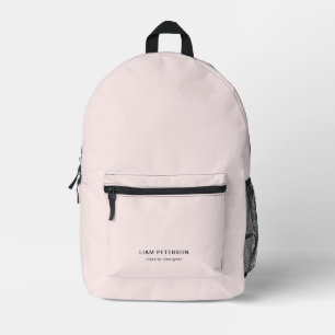 Simple Cute Blush Pink Personalised Name Printed Backpack
