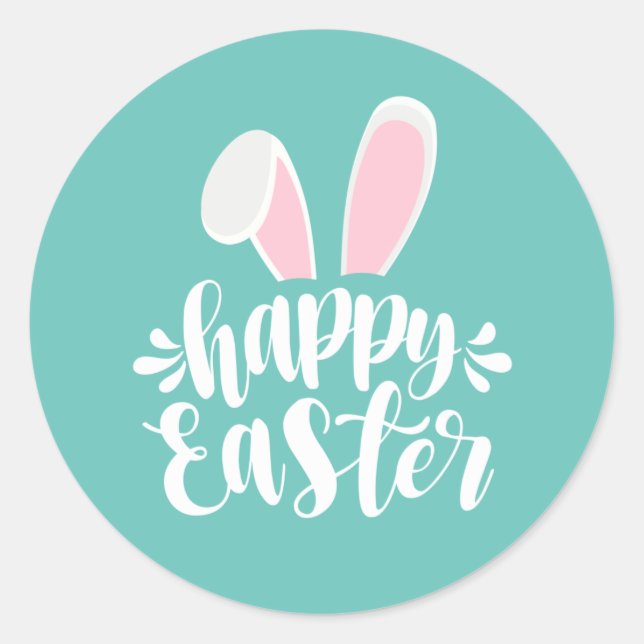 Simple Cute Bunny Ears Happy Easter | Sticker Seal (Front)