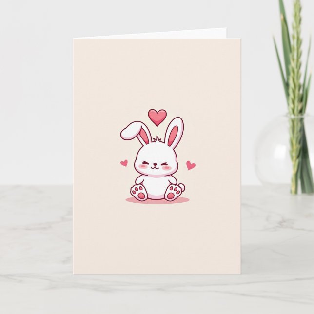 Simple Cute Bunny Love Card (Front)