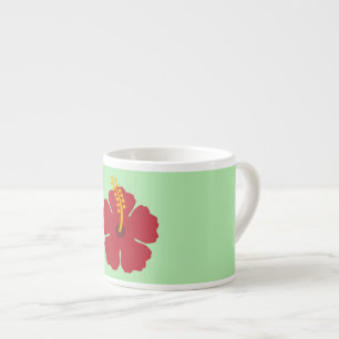 Simple Cute Cartoon Red Hibiscus Flower Espresso Cup