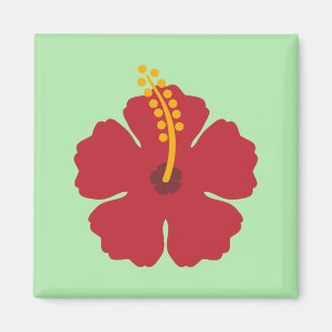 Simple Cute Cartoon Red Hibiscus Flower Magnet