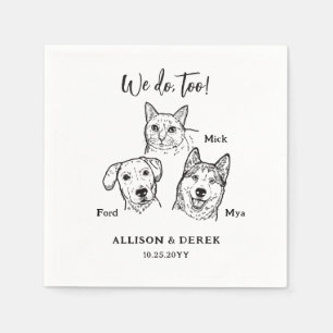 Simple Cute Cat Dog Pet Wedding Custom Napkin