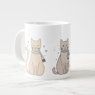 Simple cute cat  kitty animal meow pet Valentine's Large Coffee Mug