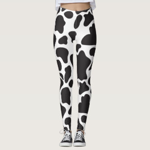 Simple Cute Cow Print black and White  Leggings