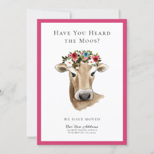 Simple Cute Cow We've Moved New Address Moving  Announcement