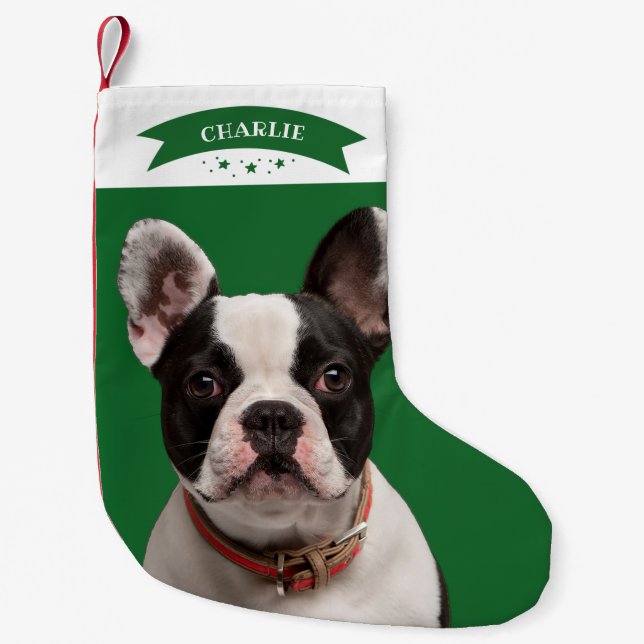 Simple Cute Custom Photo Pet Dog Small Christmas Stocking (Front)