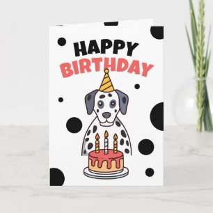 Simple Cute Dalmatian and Cake Birthday Card