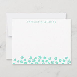 Simple Cute Ditsy Flowers in Mint Personalised  Card
