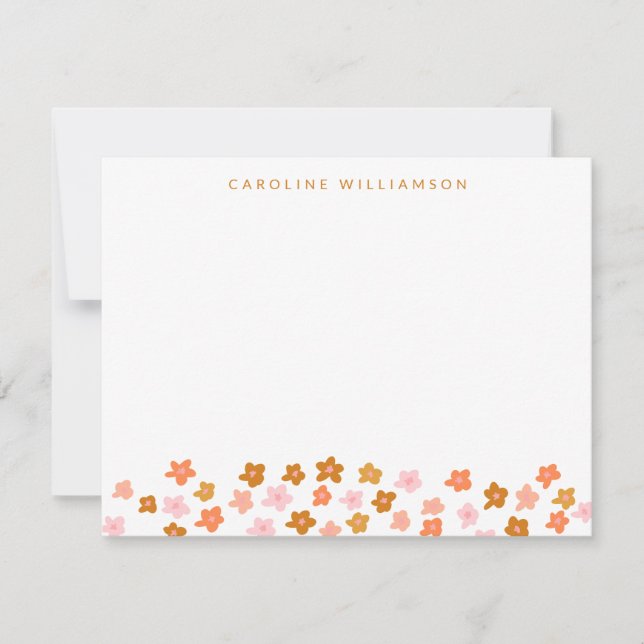 Simple Cute Ditsy Flowers in Pink Personalised Card (Front)