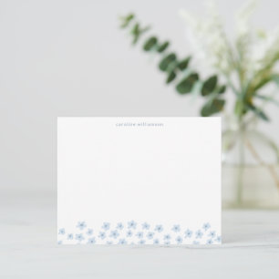 Simple Cute Ditsy Flowers Soft Blue Personalised Card