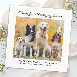 Simple Cute Dog Photo Modern Personalised Wedding Napkin