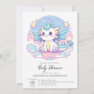 Simple Cute Dragon Baby Shower Invitation