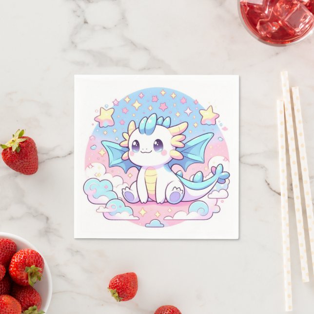 Simple Cute Dragon Baby Shower Napkin (Insitu)