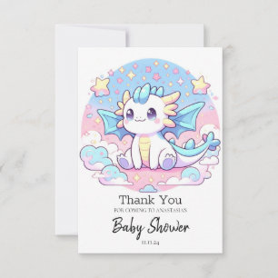 Simple Cute Dragon Baby Shower Thank You Card