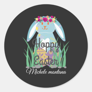 simple cute easter bunny Happy Easter family Classic Round Sticker