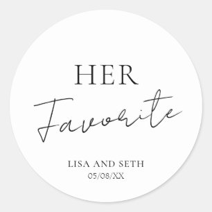 Simple Cute Elegant Modern Her Favourite Wedding Classic Round Sticker