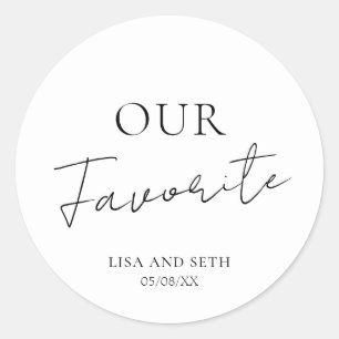 Simple Cute Elegant Modern Our Favourite Wedding Classic Round Sticker
