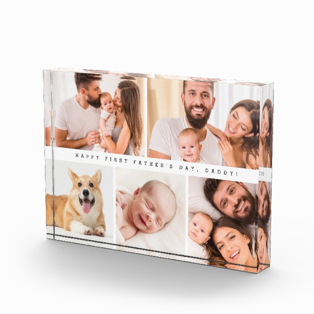 Simple Cute First father's day daddy photo collage Block (Right)