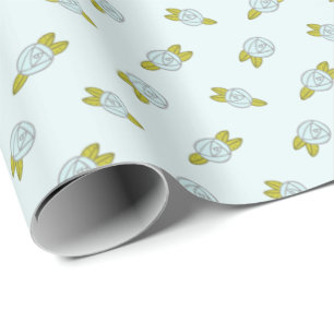 Simple Cute Floral Blue Rose Pattern Ditsy Wrapping Paper