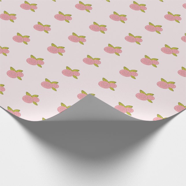 Simple Cute Floral Pink Rose Pattern Ditsy Wrapping Paper (Corner)