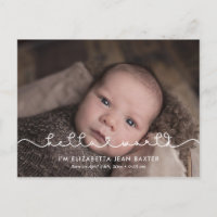 Simple cute font Hello world birth announcement