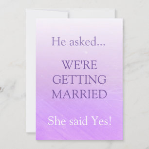 Simple Cute Funny Purple She Said Yes Wedding Invitation